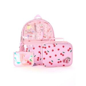 NWOT Locker Club Kids Cherry Backpack with lunch tote and clear stationery bag